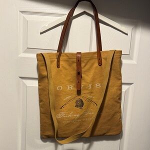 Orvis Mustard Canvas Tote with Leather Straps